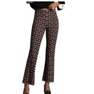 Maeve by Anthropologie The Margot Kick-Flare Cropped  Brown Trousers sz Medium
